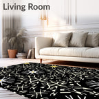 Tribal Black Yellow Starburst Rug