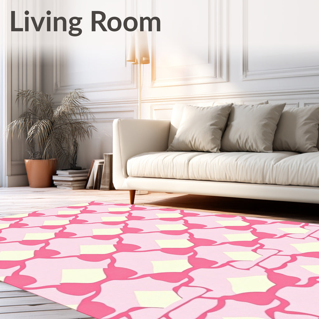 Pink Bow Diamond Lattice Rug