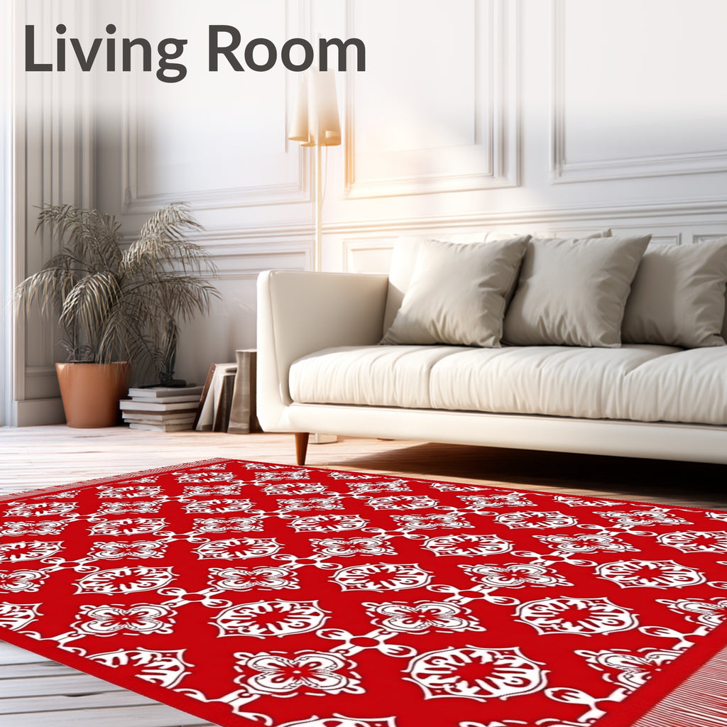 Bold Red Ornamental Medallion Rug