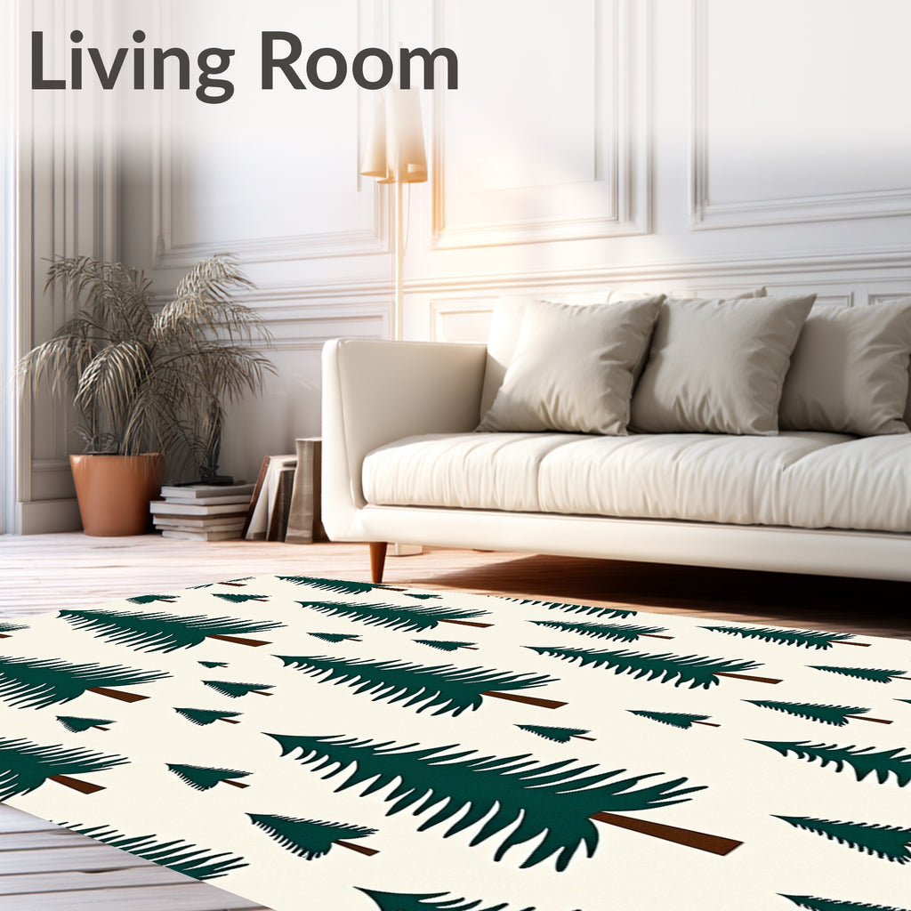 Dark Green Pine Forest Scattered Rug