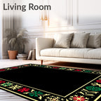 Red Green Snowflake Border Rug