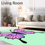 Pink Lavender Butterfly Garden Rug