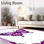 Vibrant Pink Butterfly Ornamental Frame Rug
