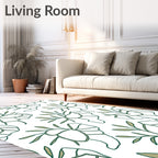 Green Leaf Outline Botanical Repeat Rug