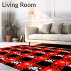 Red Black Buffalo Plaid Snowman Winter Rug