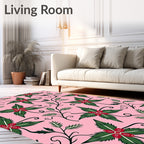 Pink Holly Berry Leaf Garland Rug
