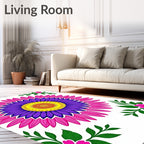 Vibrant Magenta Purple Sunburst Floral Rug