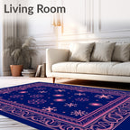 Pink Snowflake Floral Frame Rug