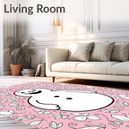 Pink Snowman Floral Whimsical Garden Rug