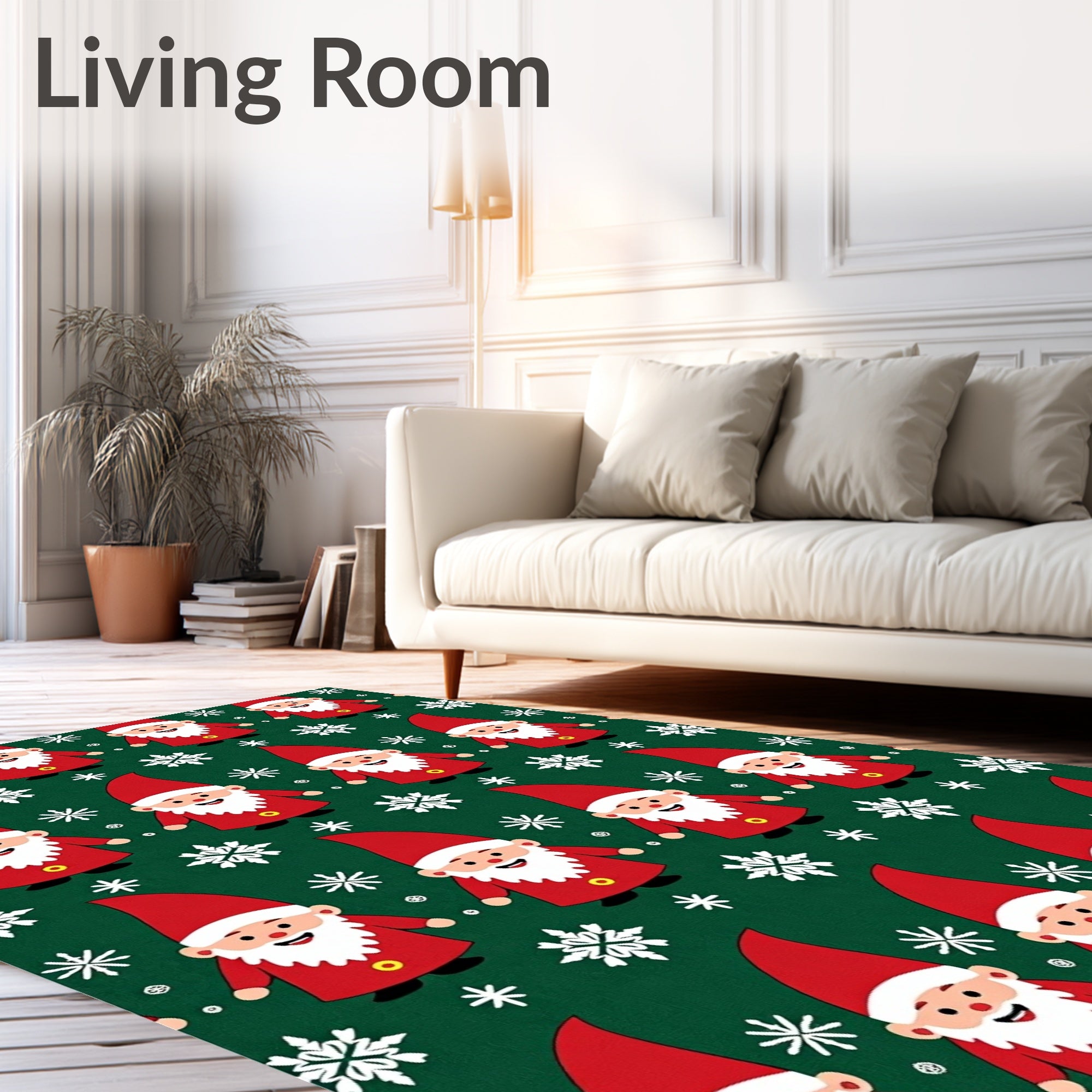 Red Gnome Snowflake Christmas Rug