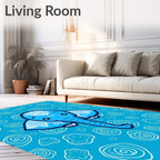 Cute Blue Elephant Swirls Rug