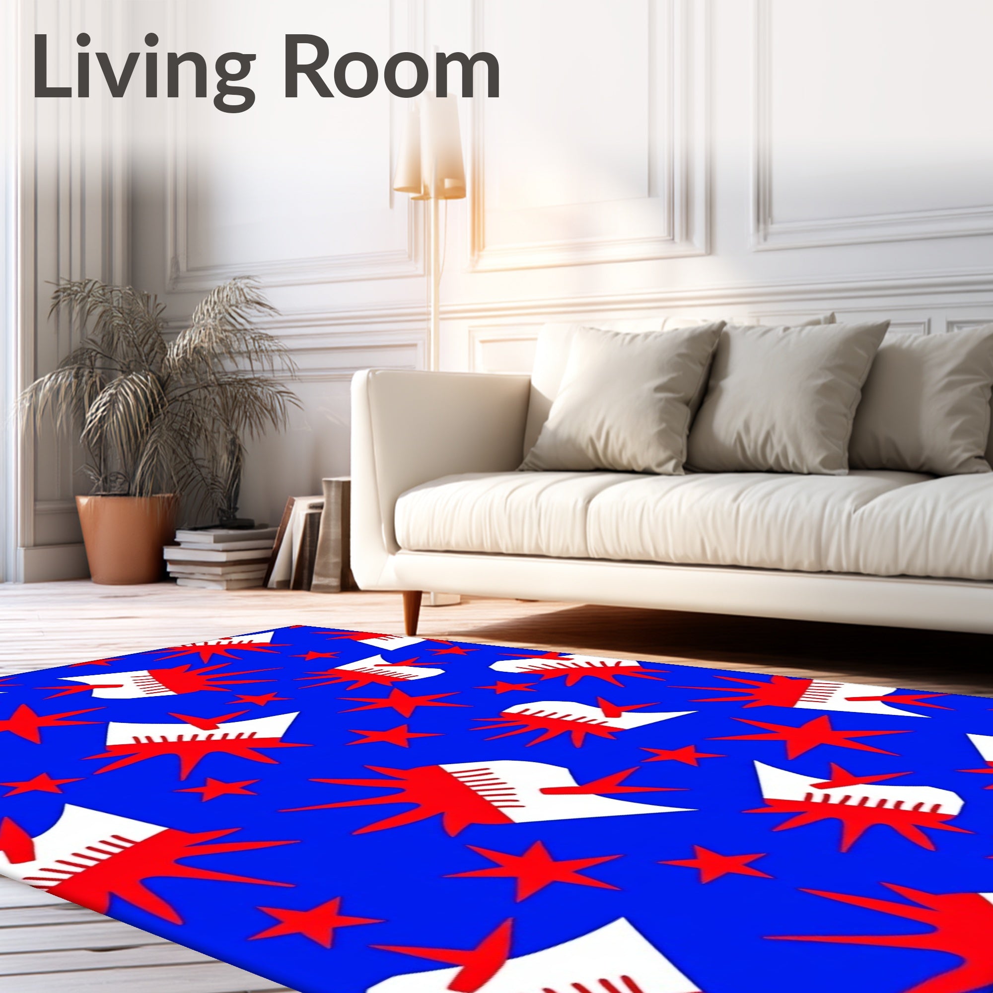 Bold Red Starburst Abstract Rug