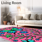 Whimsical Butterfly Garden Pink Rug