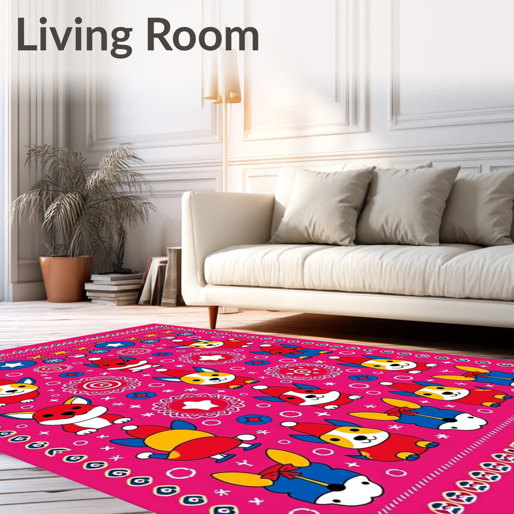 Whimsical Corgy Dogs Holiday Pink Rug