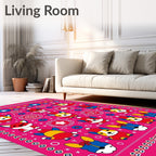 Whimsical Corgy Dogs Holiday Pink Rug