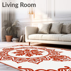 Crimson Floral Medallion Radial Rug