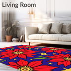 Bold Red Poinsettia Starry Night Rug