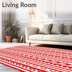 Bold Red Vertical Stripe Foliage Rug