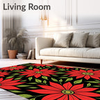 Bold Red Floral Foliage Rug