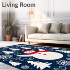 Festive Blue Snowman Christmas Tree Rug
