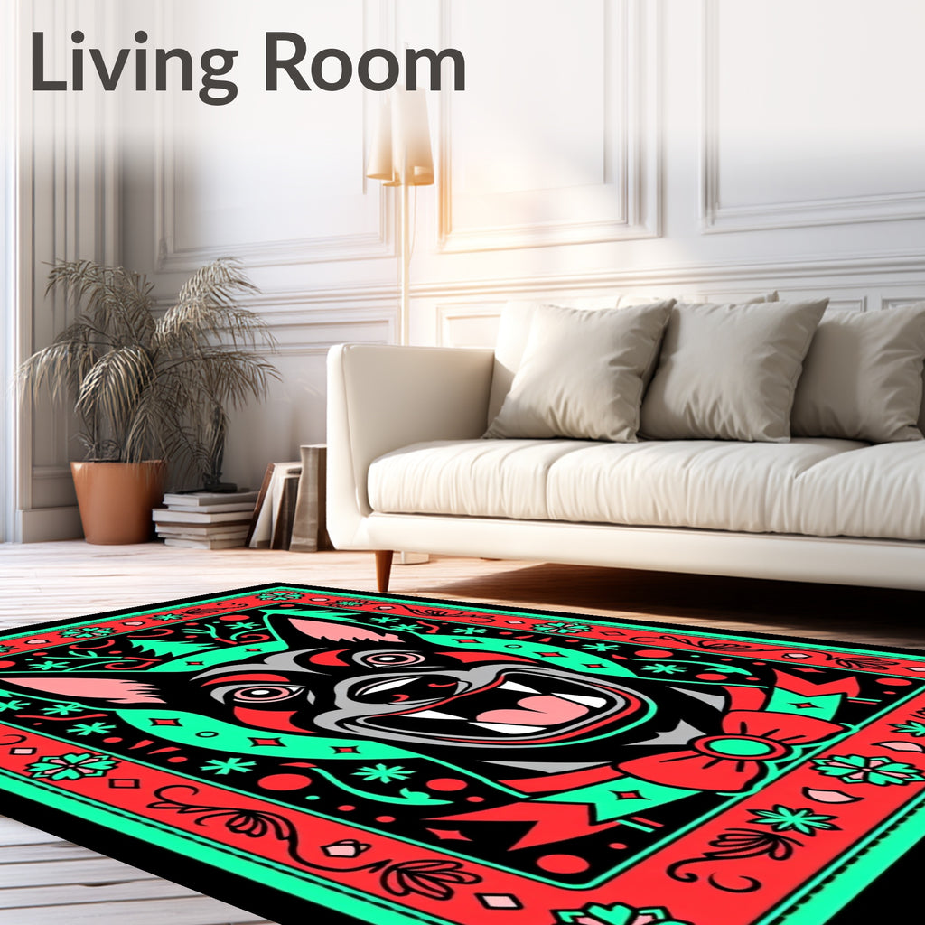 Bold Black Dog Festive Framing Rug