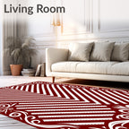 Crimson White Chevron Border Relief Rug