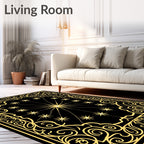 Golden Stars Black Celestial Rug