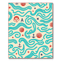 Coastal Blue Wave Shell Anchor Rug
