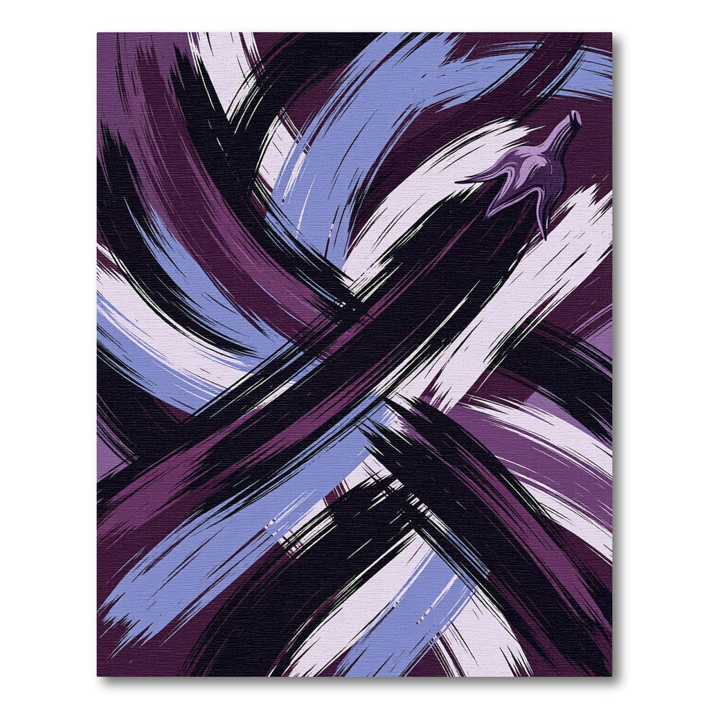 Abstract Purple Brushstroke Swirl Landscape Rug