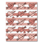 Pink Striped Hearts Arrow Motif Rug