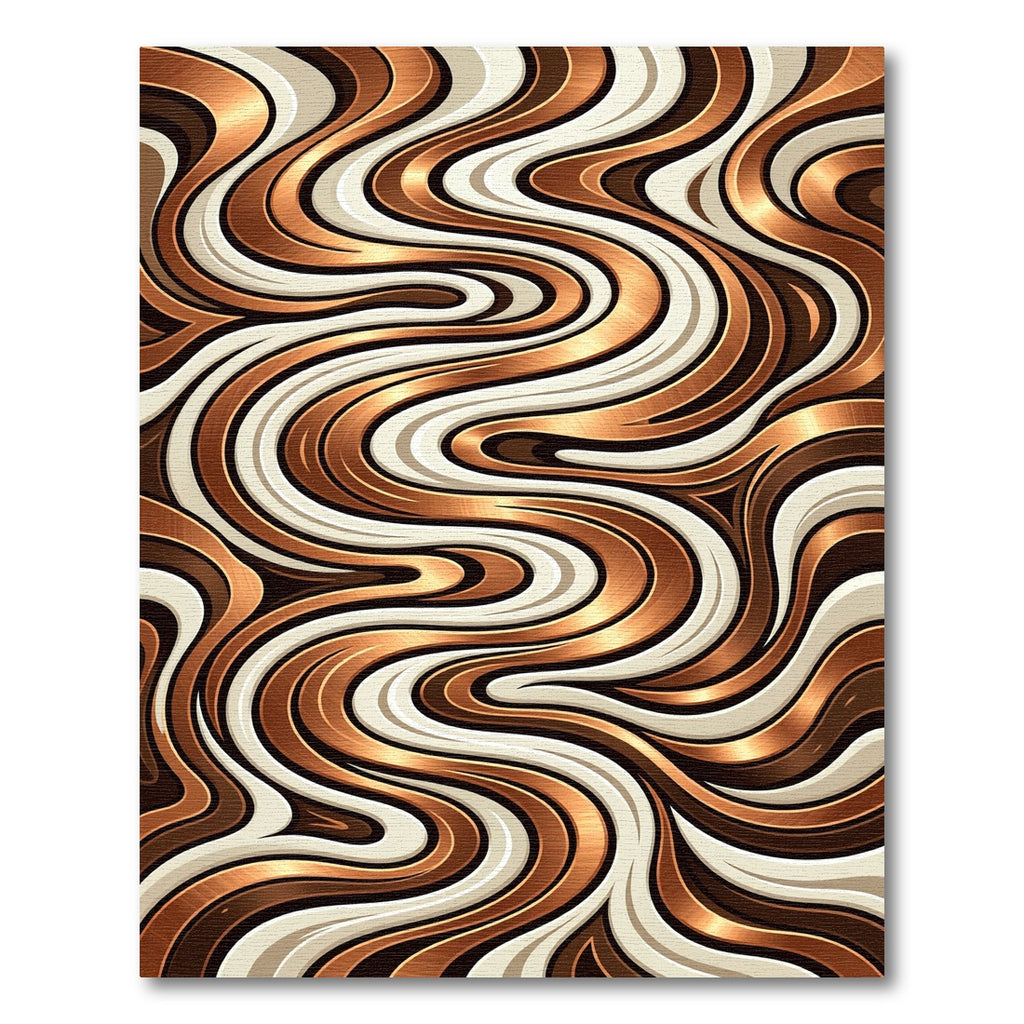 Lustrous Bronze Wave Cream Swirl Rug