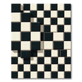 Monochrome 3D Checkered Grid Abstract Rug
