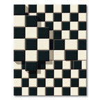Monochrome 3D Checkered Grid Abstract Rug