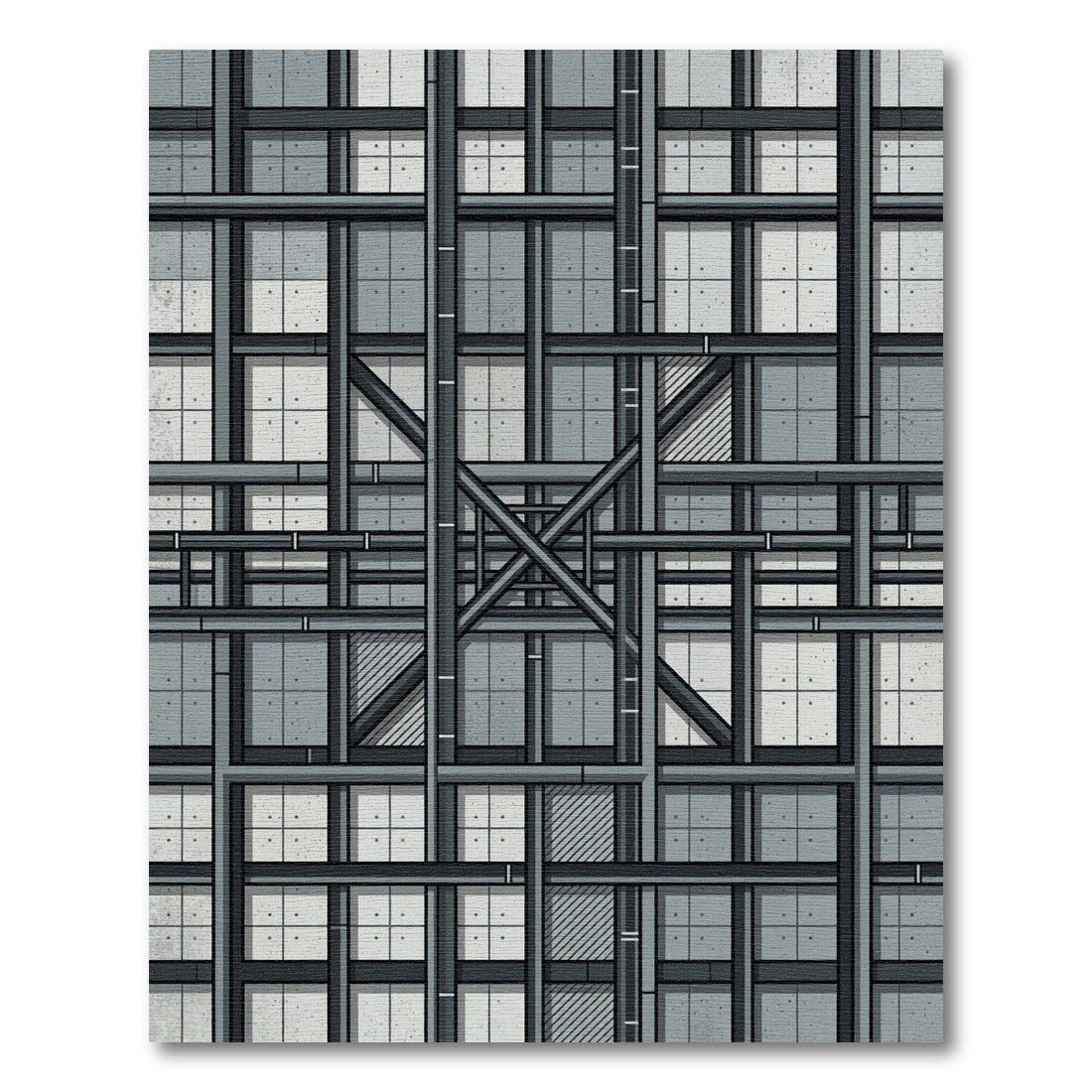 Industrial Grid Architectural Steel Gray Rug