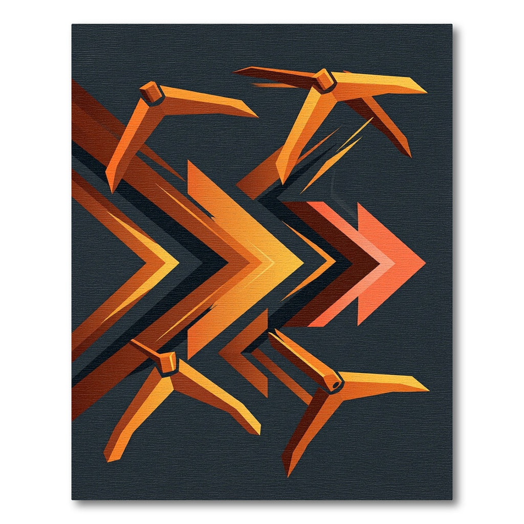 Orange Geometric Pickaxe Forward Motion Rug