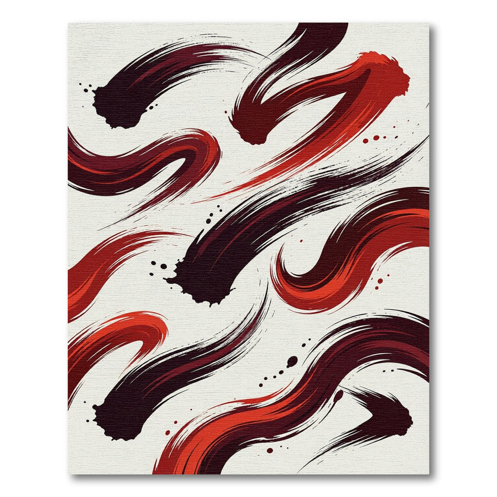 Bold Crimson Abstract Fluid Swirl Rug