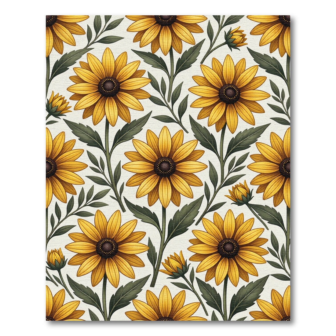Sunny Yellow Sunflower Botanical Garden Rug