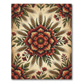 Vintage Rustic Wheat and Floral Medallion Rug