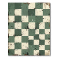 Distressed Sage Checkered Grid Rug