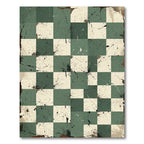 Distressed Sage Checkered Grid Rug