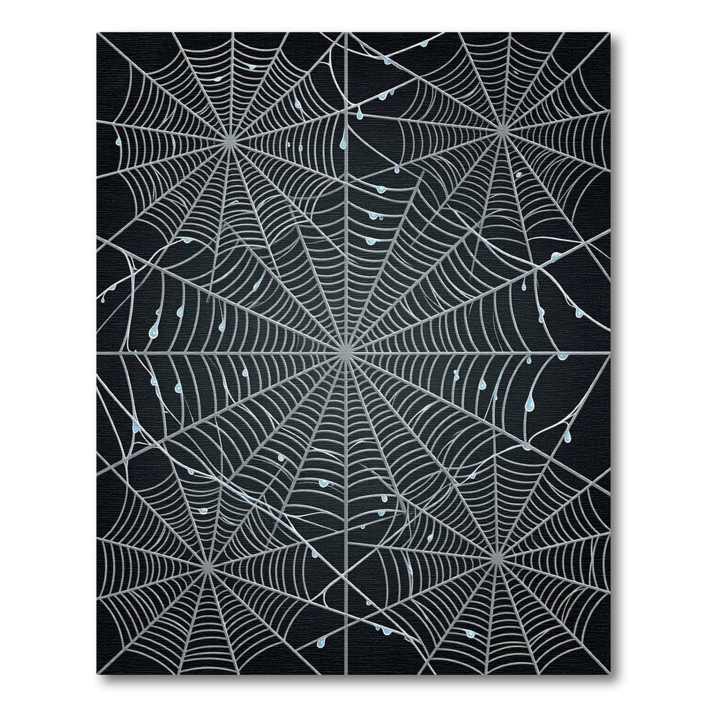 Silver Dewy Cobweb Arrangement Rug
