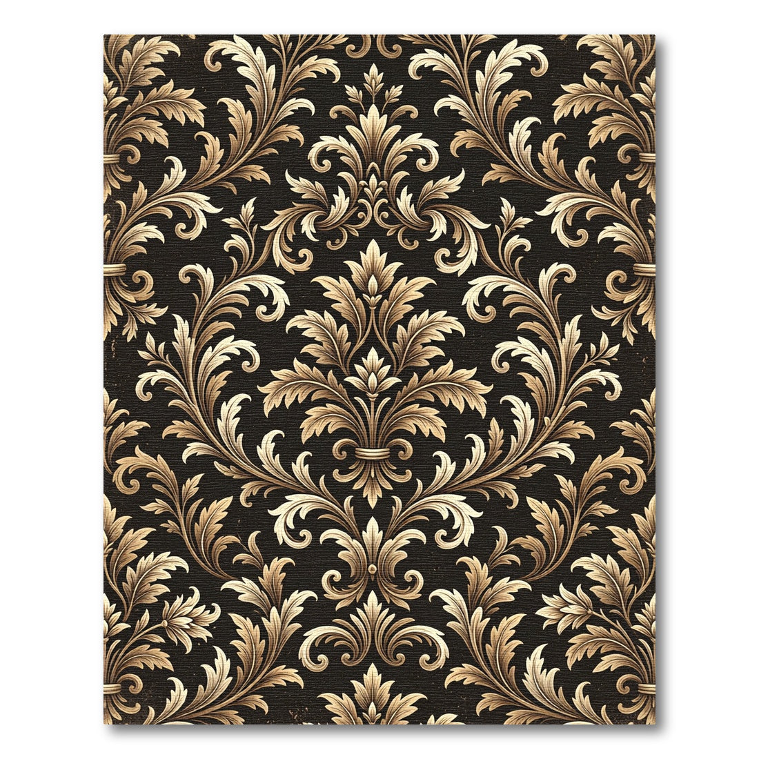Ornate Gold Acanthus Leaf Scroll Rug