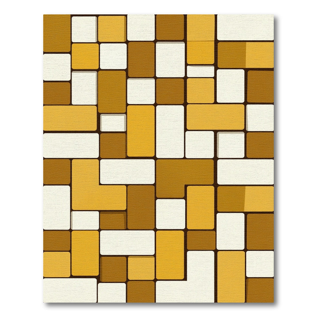 Retro Caramel Stacked Rectangles Rug