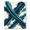 Modern Teal Abstract Bold Brushstroke Rug