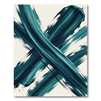 Modern Teal Abstract Bold Brushstroke Rug