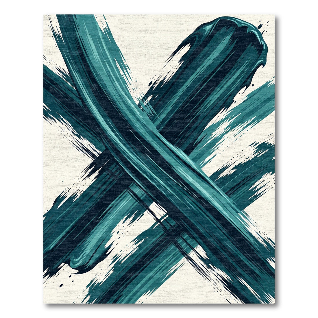 Modern Teal Abstract Bold Brushstroke Rug