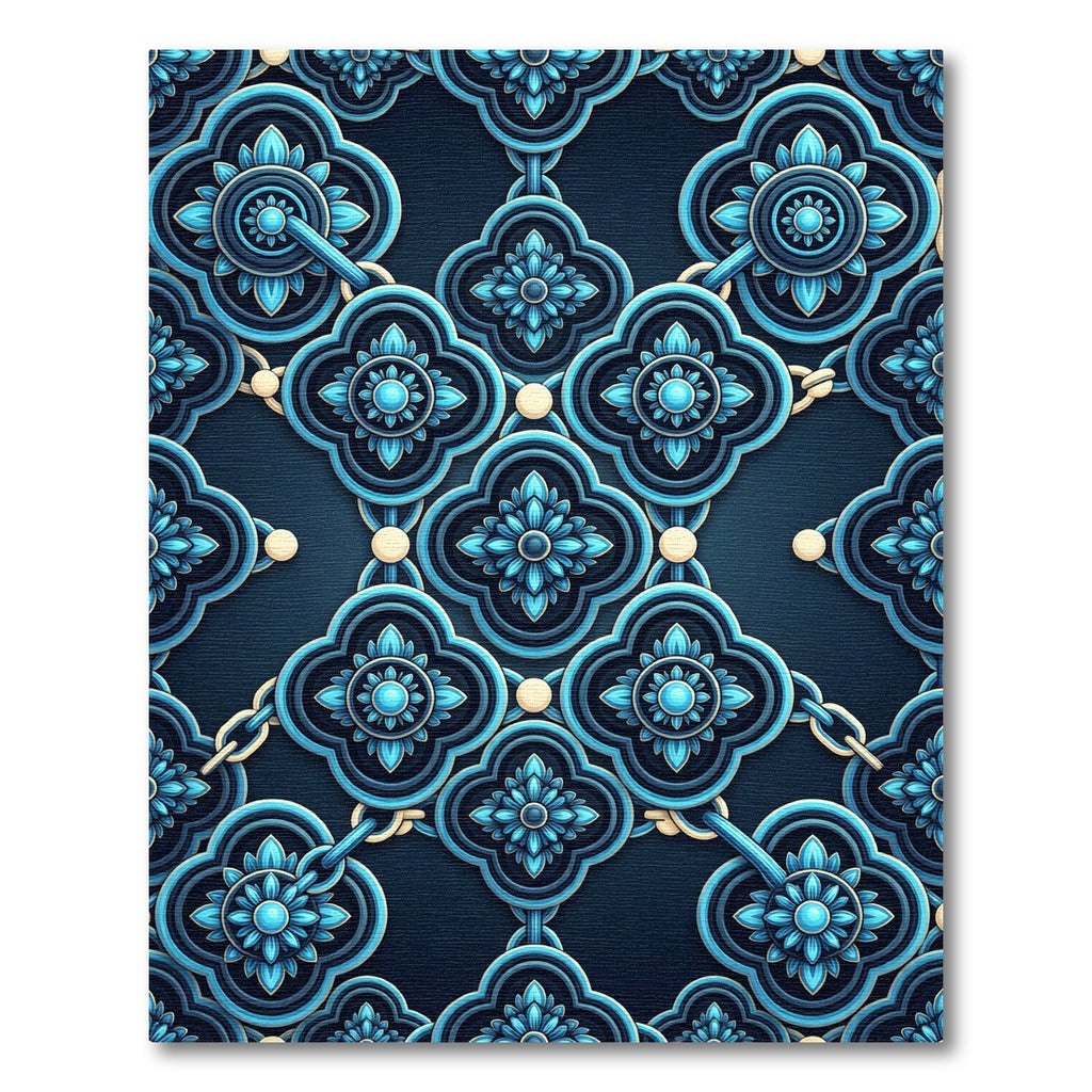 Azure Quatrefoil Chain Link Rug
