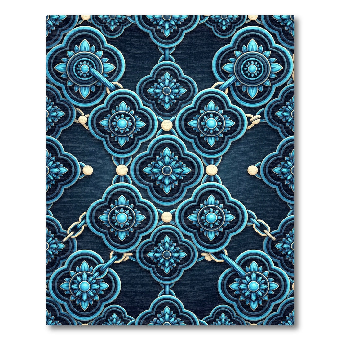 Azure Quatrefoil Chain Link Rug
