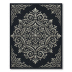 Ornate Silver Baroque Filigree Medallion Rug