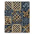 Gray Gold Lattice Rose Florals Rug